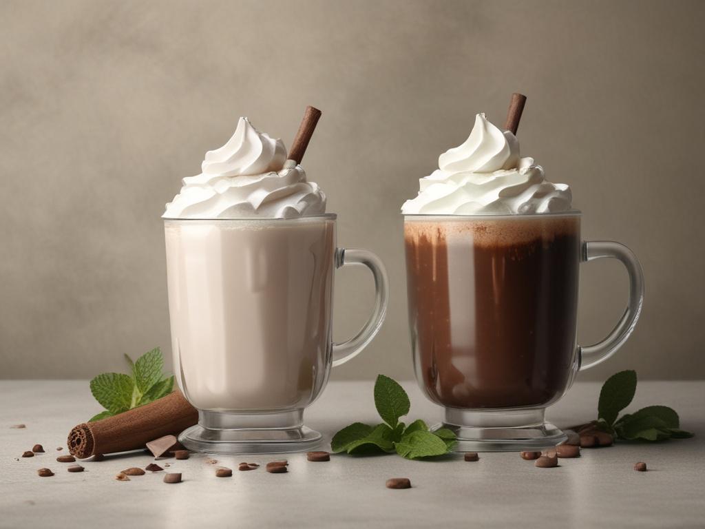 Mint Mocha Iced Hot Chocolate, whipped cream, cocoa powder, refreshing drink, iced beverage